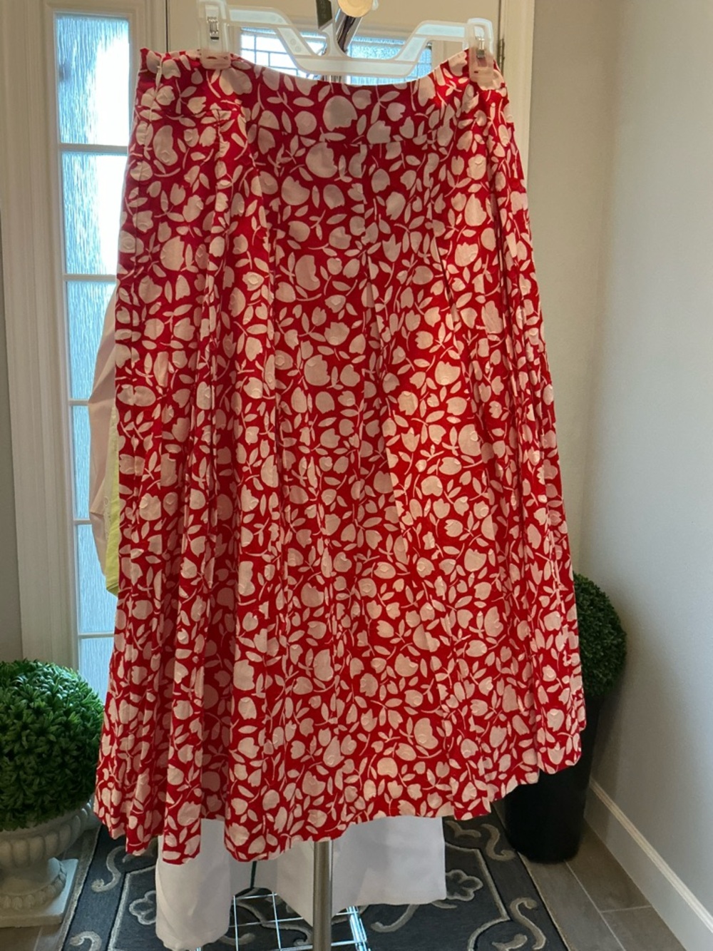 Talbots Red and White Floral A-Line Skirt